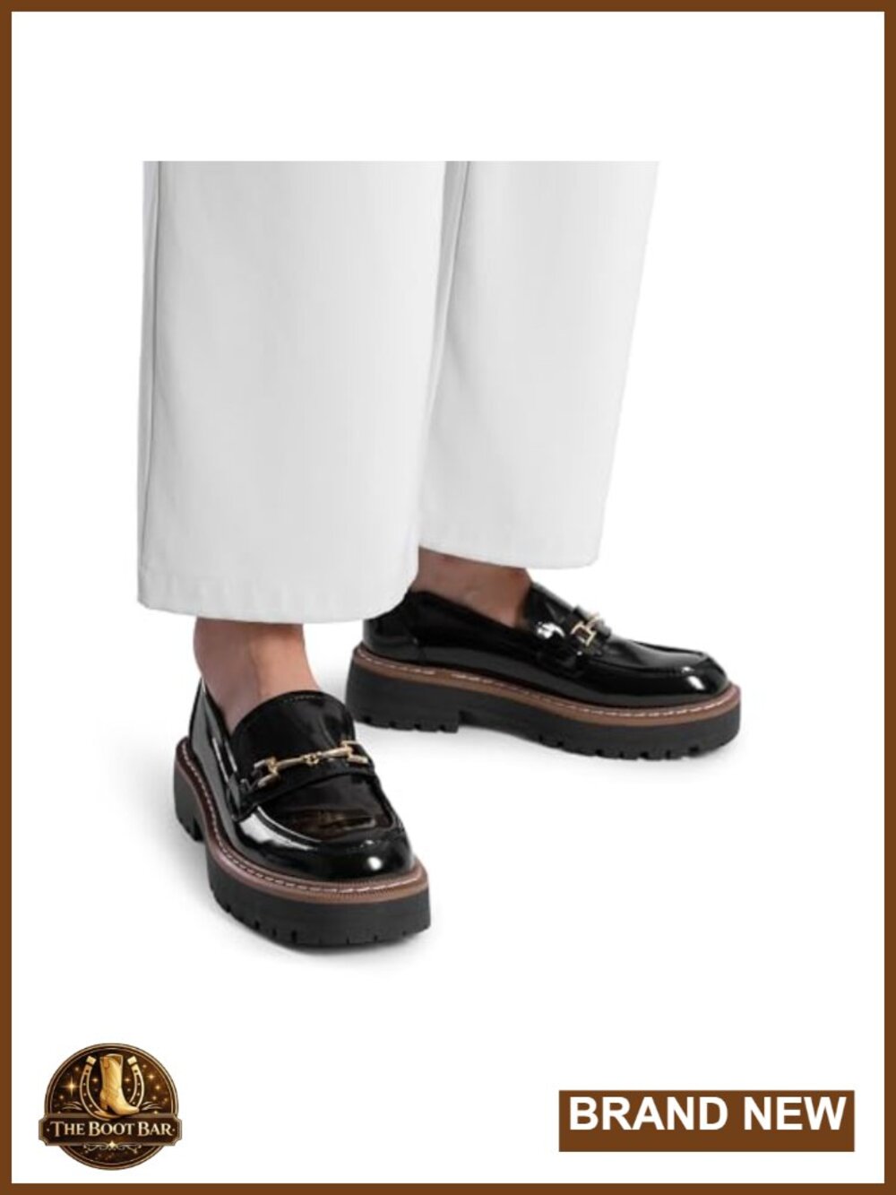Platform Chunky Loafers Square Toe Horsebit Slip-On Faux Leather Work Shoes - Picture 5 of 6